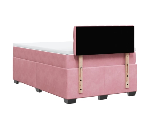 Cama box spring con colchón terciopelo rosa 120x190 cm