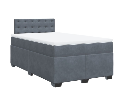 Cama box spring con colchón terciopelo gris oscuro 120x190 cm