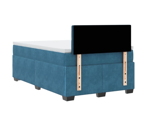 Cama box spring con colchón terciopelo azul oscuro 120x190 cm