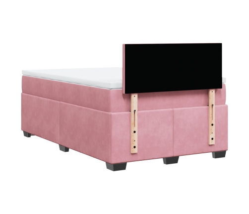 Cama box spring con colchón terciopelo rosa 120x190 cm