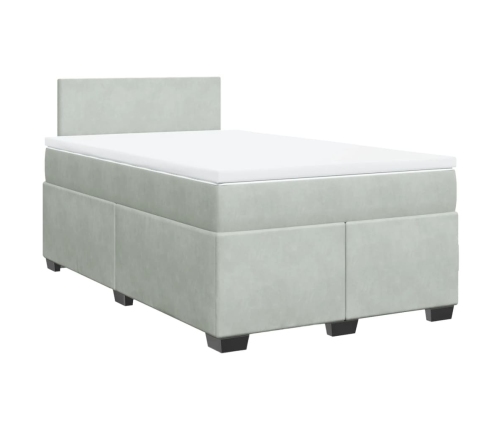 Cama box spring con colchón terciopelo gris claro 120x200 cm