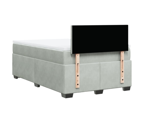 Cama box spring con colchón terciopelo gris claro 120x200 cm