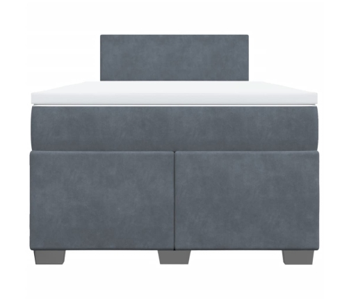 Cama box spring con colchón terciopelo gris oscuro 120x200 cm