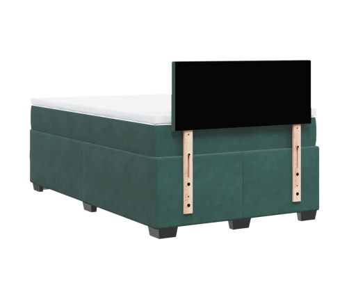 Cama box spring con colchón terciopelo verde oscuro 120x200 cm