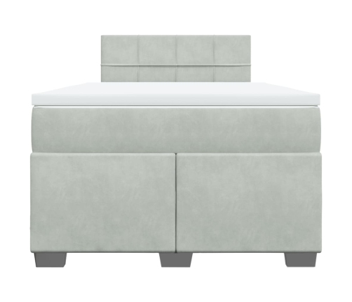 Cama box spring con colchón terciopelo gris claro 120x200 cm