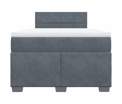 Cama box spring con colchón terciopelo gris oscuro 120x200 cm