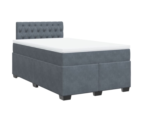 Cama box spring con colchón terciopelo gris oscuro 120x200 cm