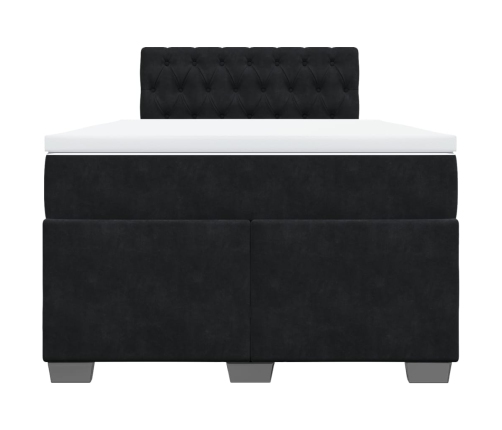 Cama box spring con colchón terciopelo negro 120x200 cm