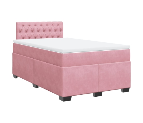 Cama box spring con colchón terciopelo rosa 120x200 cm