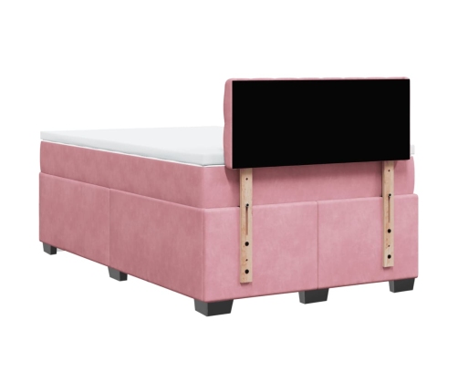 Cama box spring con colchón terciopelo rosa 120x200 cm