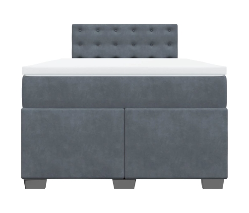 Cama box spring con colchón terciopelo gris oscuro 120x200 cm