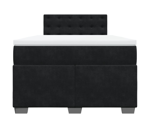 Cama box spring con colchón terciopelo negro 120x200 cm