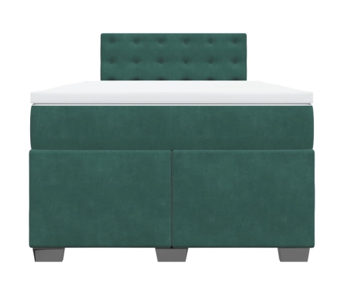 Cama box spring con colchón terciopelo verde oscuro 120x200 cm