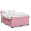 Cama box spring con colchón terciopelo rosa 140x190 cm