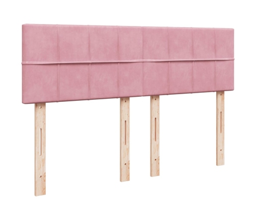 Cama box spring con colchón terciopelo rosa 140x190 cm