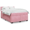 Cama box spring con colchón terciopelo rosa 140x190 cm