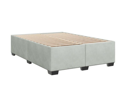 Cama box spring con colchón terciopelo gris claro 140x190 cm