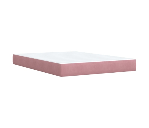 Cama box spring con colchón terciopelo rosa oscuro 140x200 cm