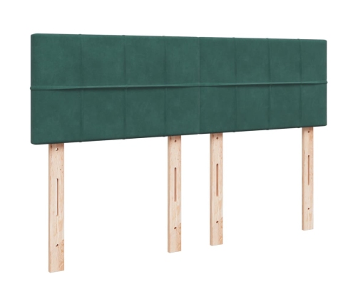 Cama box spring con colchón terciopelo verde oscuro 140x200 cm