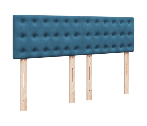 Cama box spring con colchón terciopelo azul oscuro 140x200 cm