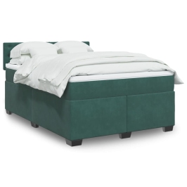 Cama box spring con colchón terciopelo verde oscuro 160x200 cm