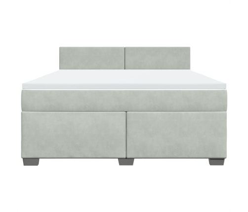 Cama box spring con colchón terciopelo gris claro 180x200 cm