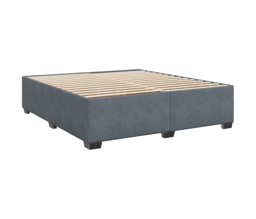 Cama box spring con colchón terciopelo gris oscuro 180x200 cm