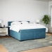 Cama box spring con colchón terciopelo azul 180x200 cm