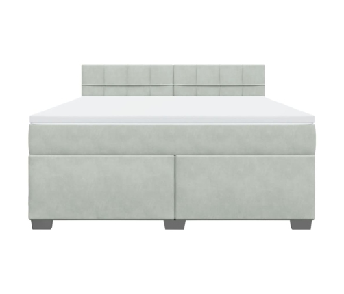 Cama box spring con colchón terciopelo gris claro 180x200 cm