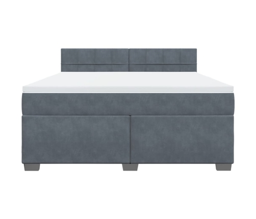 Cama box spring con colchón terciopelo gris oscuro 180x200 cm