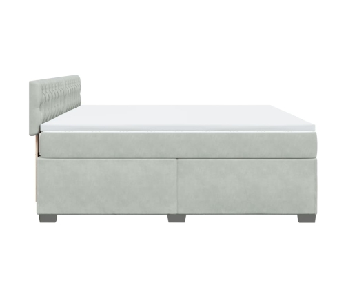 Cama box spring con colchón terciopelo gris claro 180x200 cm