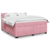 Cama box spring con colchón terciopelo rosa 180x200 cm