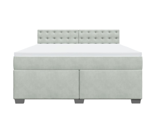 Cama box spring con colchón terciopelo gris claro 180x200 cm