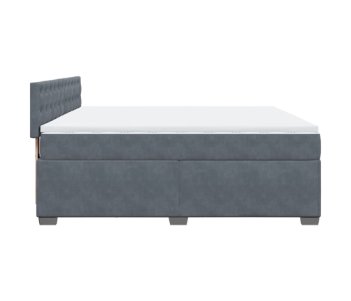 Cama box spring con colchón terciopelo gris oscuro 180x200 cm