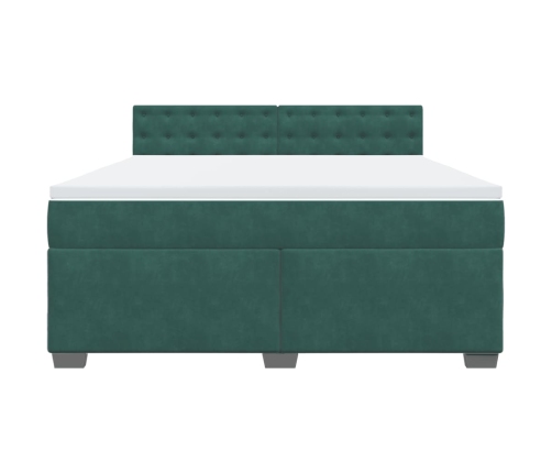 Cama box spring con colchón terciopelo verde oscuro 180x200 cm