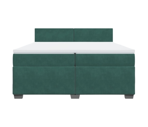 Cama box spring con colchón terciopelo verde oscuro 200x200 cm