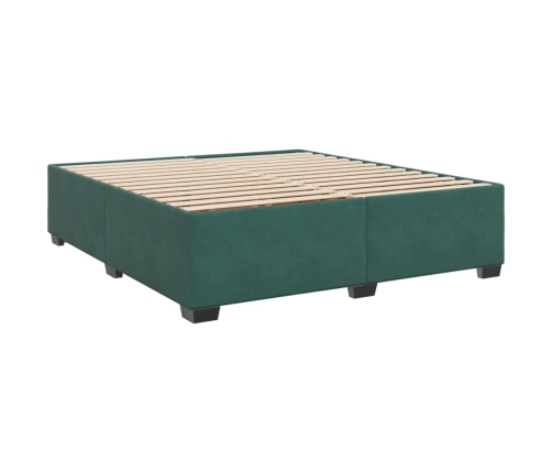 Cama box spring con colchón terciopelo verde oscuro 200x200 cm