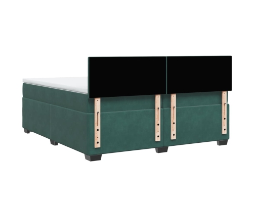 Cama box spring con colchón terciopelo verde oscuro 200x200 cm