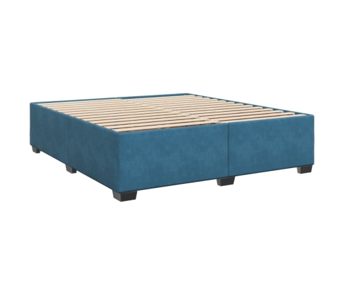 Cama box spring con colchón terciopelo azul oscuro 200x200 cm