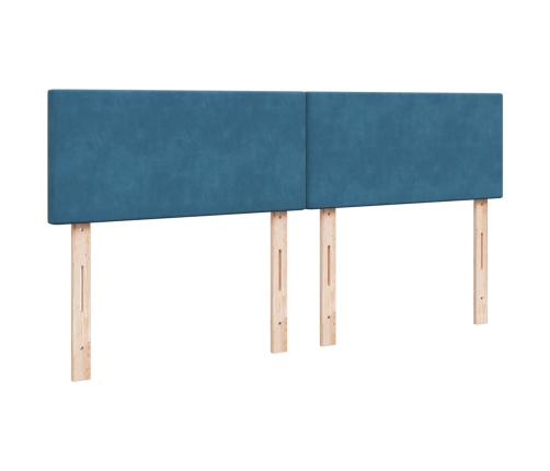 Cama box spring con colchón terciopelo azul oscuro 200x200 cm