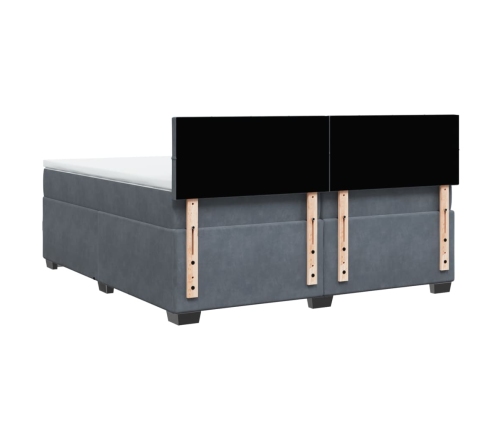 Cama box spring con colchón terciopelo gris oscuro 200x200 cm