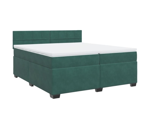 Cama box spring con colchón terciopelo verde oscuro 200x200 cm