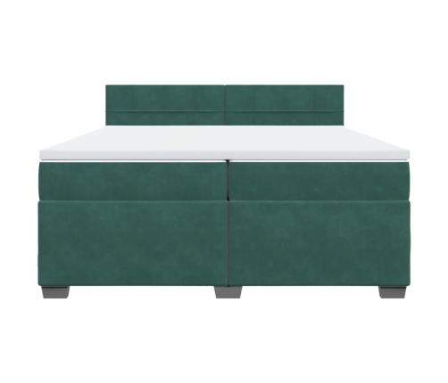 Cama box spring con colchón terciopelo verde oscuro 200x200 cm