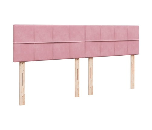 Cama box spring con colchón terciopelo rosa 200x200 cm