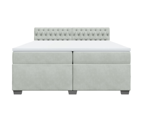 Cama box spring con colchón terciopelo gris claro 200x200 cm