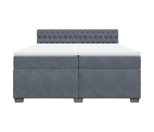 Cama box spring con colchón terciopelo gris oscuro 200x200 cm