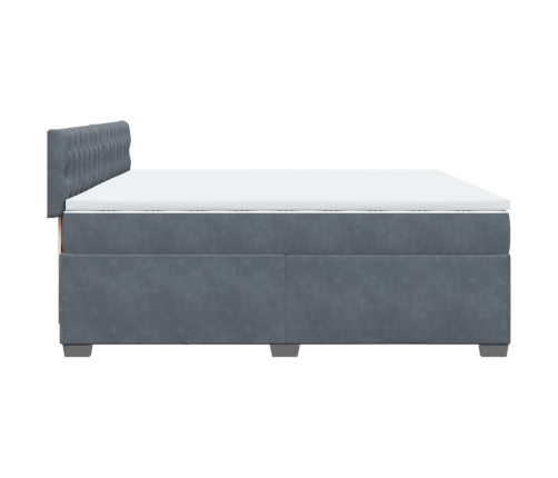 Cama box spring con colchón terciopelo gris oscuro 200x200 cm