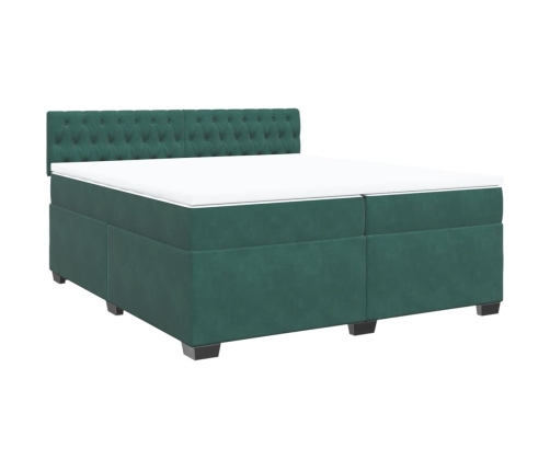 Cama box spring con colchón terciopelo verde oscuro 200x200 cm