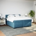 Cama box spring con colchón terciopelo azul 200x200 cm