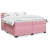 Cama box spring con colchón terciopelo rosa 200x200 cm